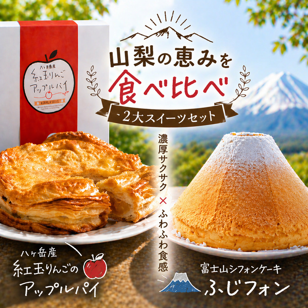 富士と八ヶ岳のご褒美スイーツセット